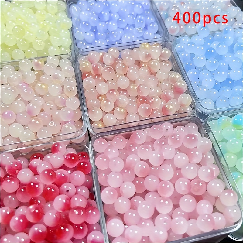 Image of 400pcs Of 8 Mm Glass Multi-colored Round Loose Beads, Perfect For Necklaces, Bracelets, Keychains, And Jewelry Making
