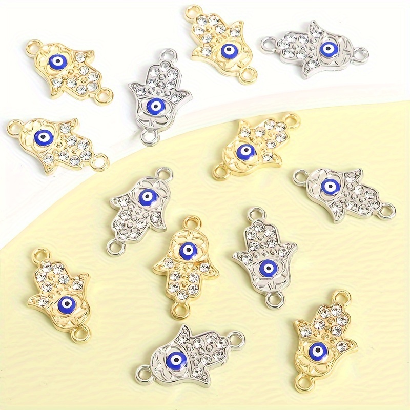 

15pcs Retro Alloy Eye Inlaid Rhinestones Charms Link Pendant Connectors, For Necklace Bracelet Connecting, Diy Jewelry Making