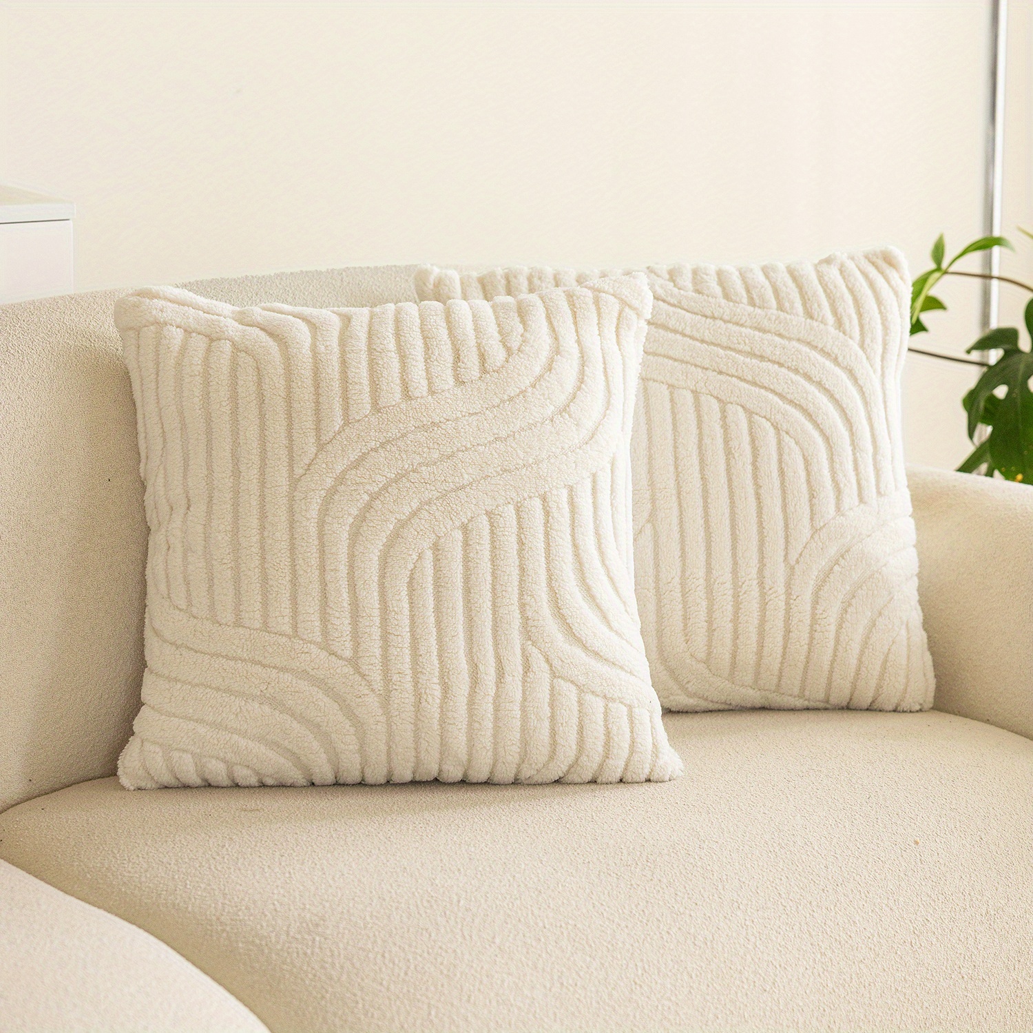 E-shop 2er-Set, Abstrakte Linie Weiche Fuzzy Kissenbezüge, Zeitgenössische Stil Weiche Plüsch Kissenbezüge, 12In X 20In, 18In X 18In, 20In X 20In,