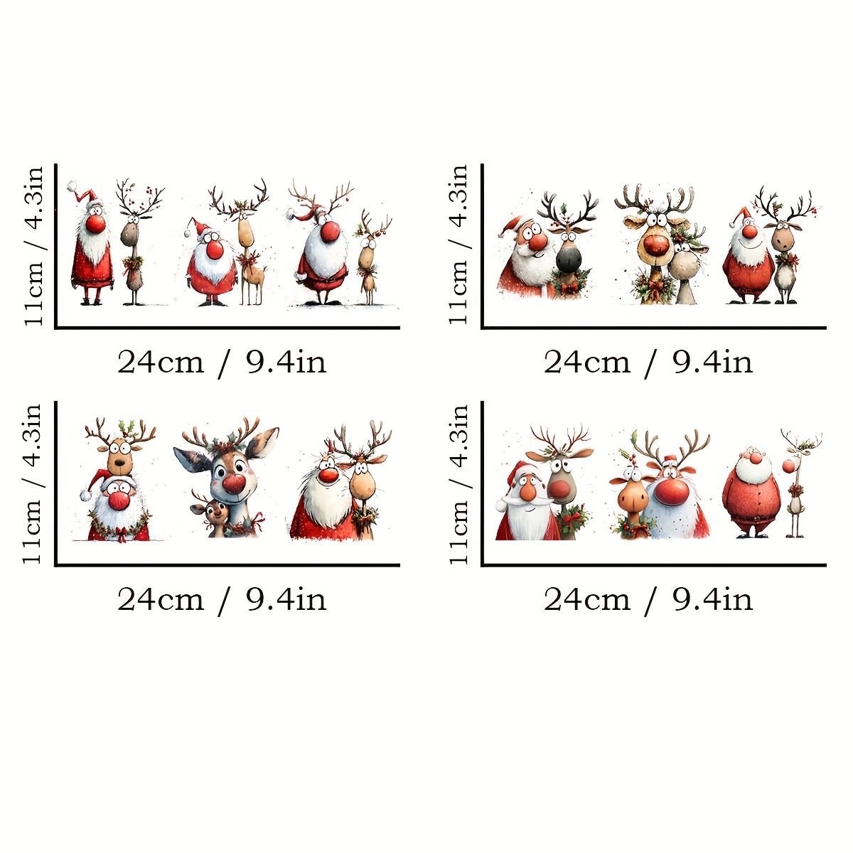 Image of 4pcs Funny Christmas Reindeer Quotes Themed Uv Dtf Transfer Stickers - & Scratch-resistant Decals For 16oz Glass Jars And Diy Crafts, Self-adhesive, Single Us