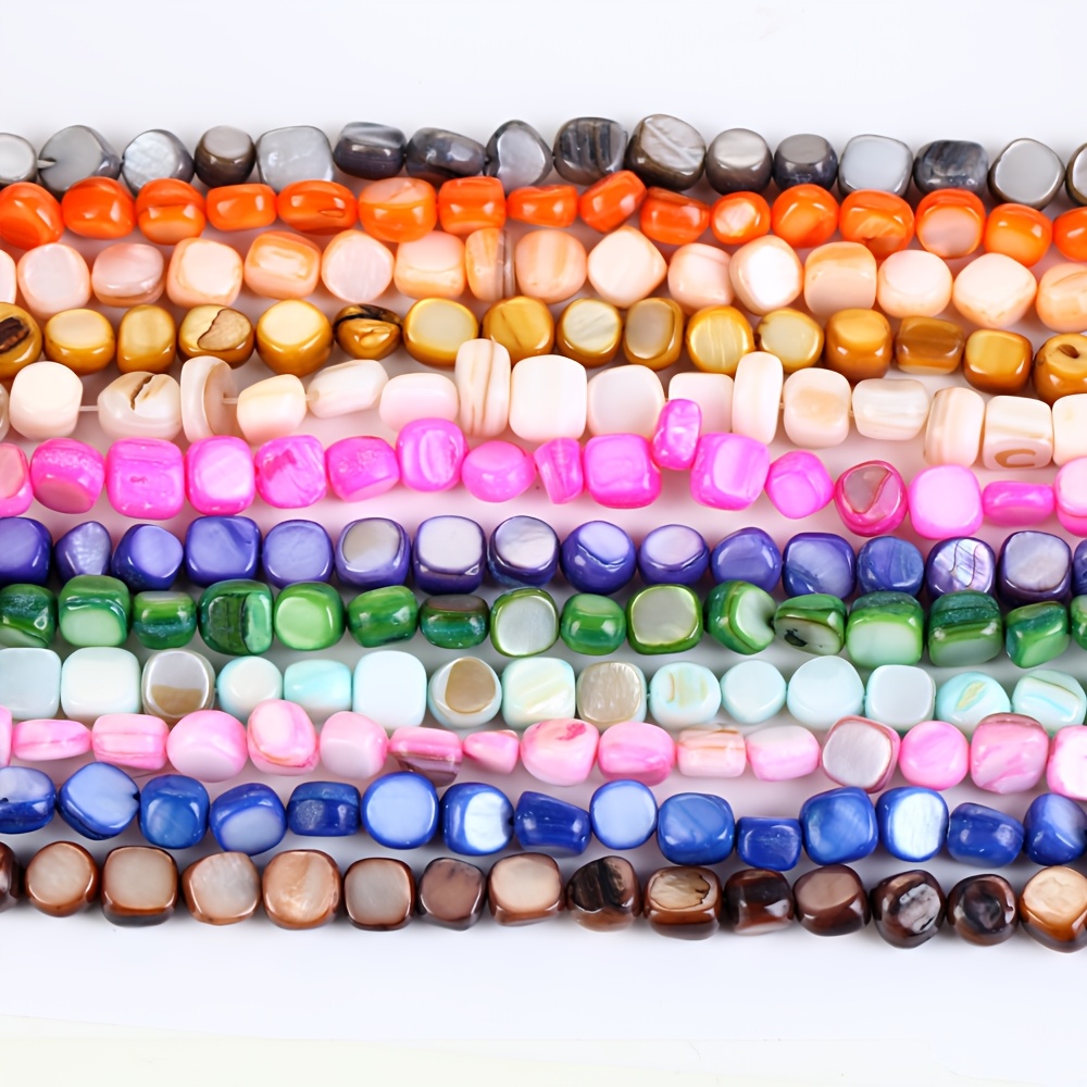 

Asvrai U 15" 8mm Shell Beads Assortment, Natural Stone Irregularity Round Loose Beads For Making, Needlework, Bracelet Crafting Accessories