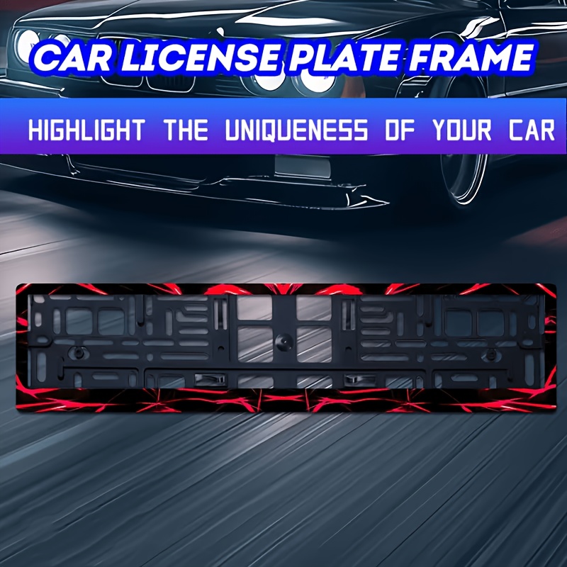 TEMU 1pc German Eu Standard Size 52.8cm X 13.31cm Personalized Uv License Plate Frame (for Decoration ), Universal Car License Plate Holder, Blood
