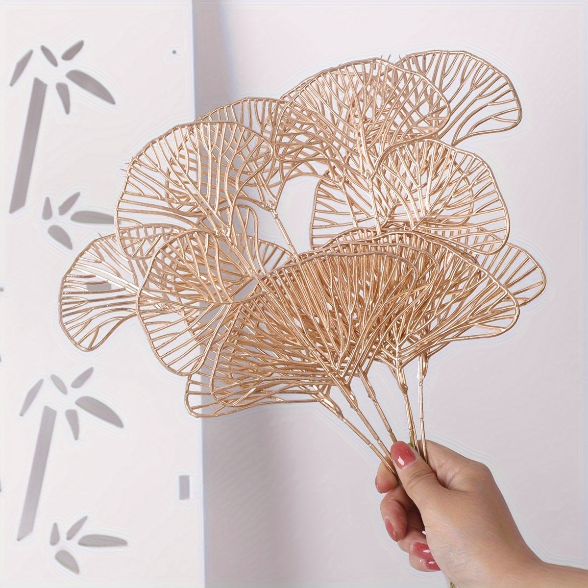 

Leaf Single Branch Golden System Artificial Flower Leaf Golden Fake Flower Home Decoration Banquet Arrangement