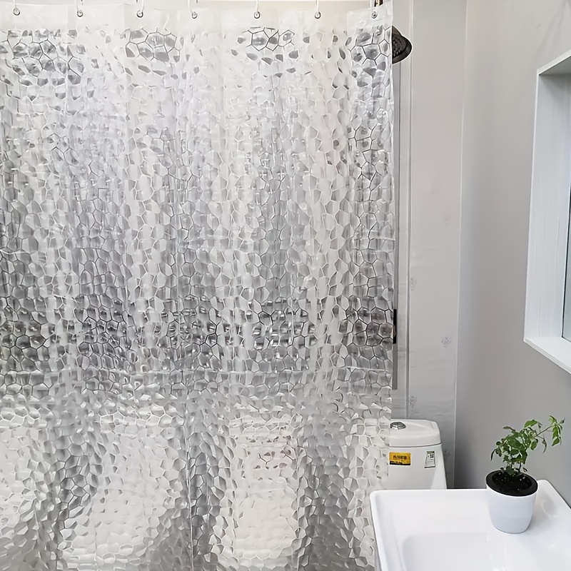1pc Cube Shower Curtain - Semi-transparent, Easy-clean Hanging, Bathroom Decor