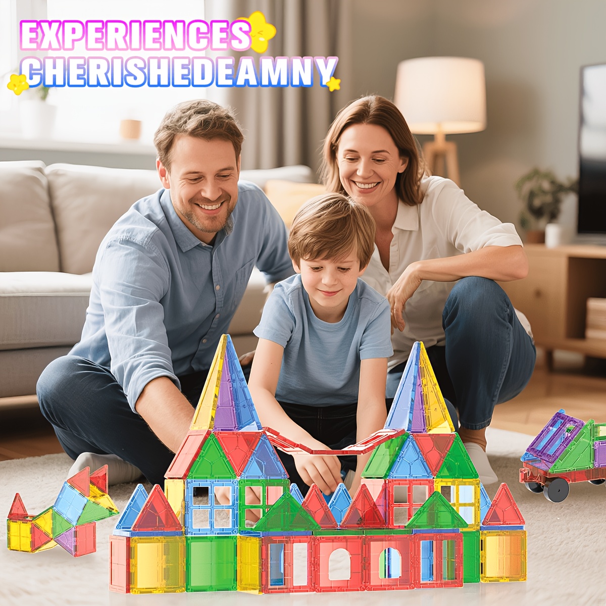 Random Color STEM Magnetic Stacking Building Tiles