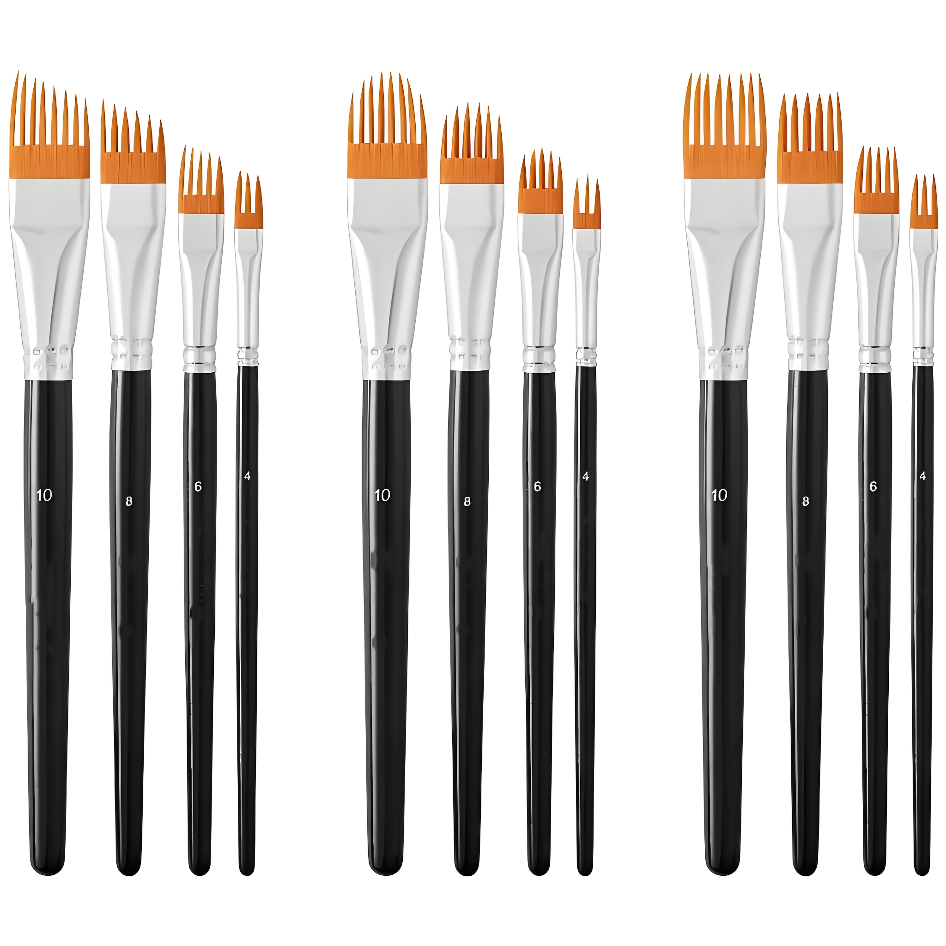 TEMU 12pcs Complete Set Of Floral Paintbrushes, Suitable For Painting Leaves, Feathers, Plush, Wood Grain, Grass, And -angle , Made With Nylon