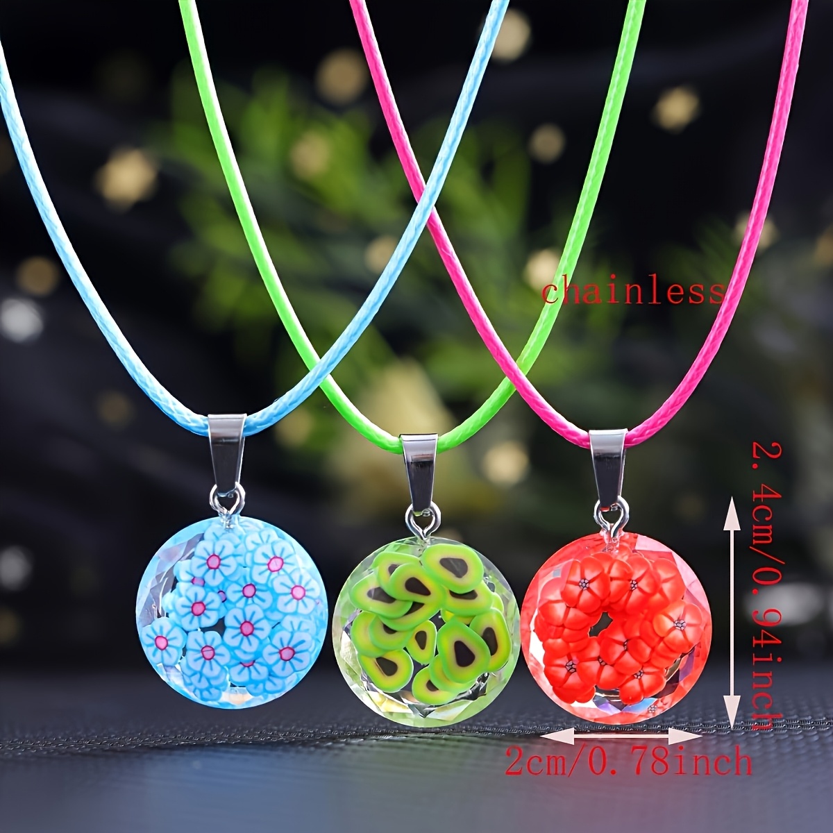8pcs Resin Round Pendant Necklace Set