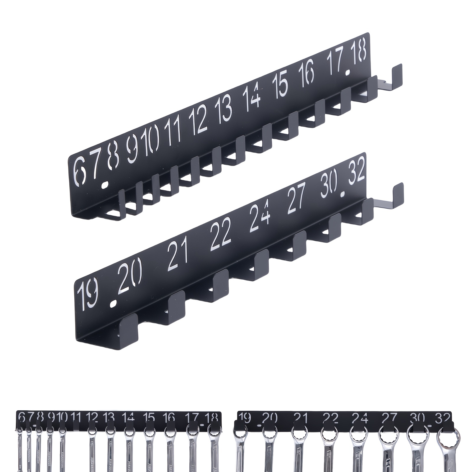 E-shop Schwarzer Metall-Schlüsselorganizer - Elegantes Wandmontiertes Aufbewahrungsregal für Schraubenschlüssel, Schrauben und , Perfektes Geschenk für