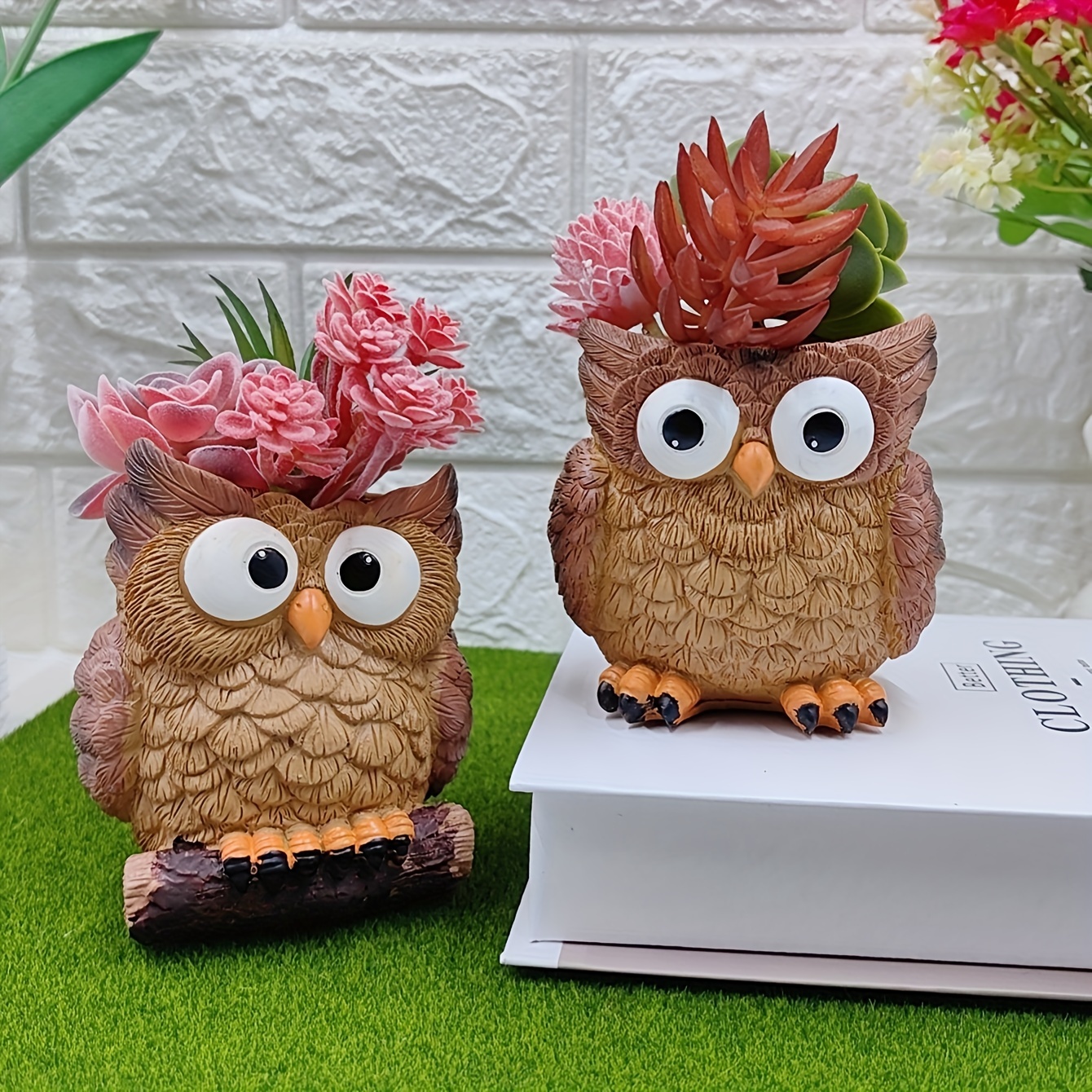 

1pc, Large Opening Owl Shaped Planter, 3.54 Inches, Garden Style Resin Craft Flower Pot For Indoor And Outdoor Decor