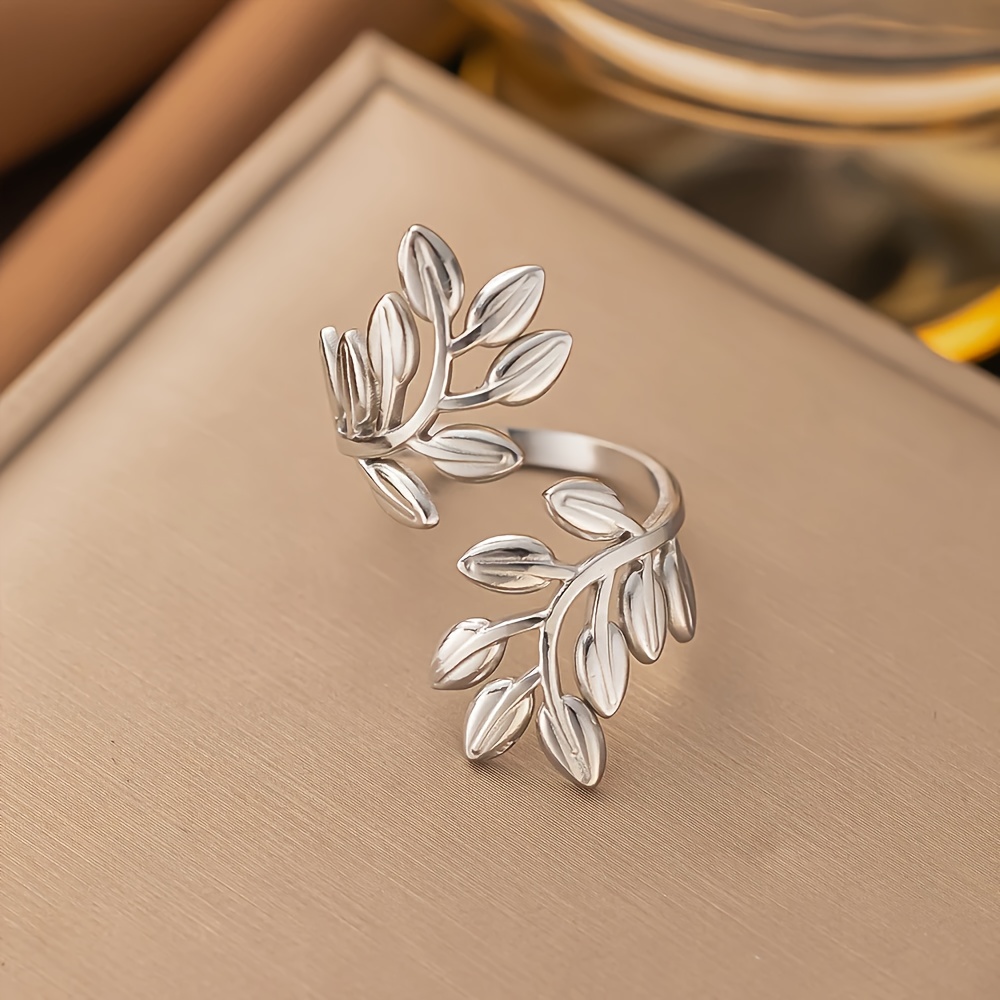 Image of Adjustable Stainless Steel Design Ring - Elegant Luxury Golden-tone Nature-inspired Jewelry For Women, Daily Wear, Vacation & Valentine's Day Gifts, Gift Item | Highquality Finish