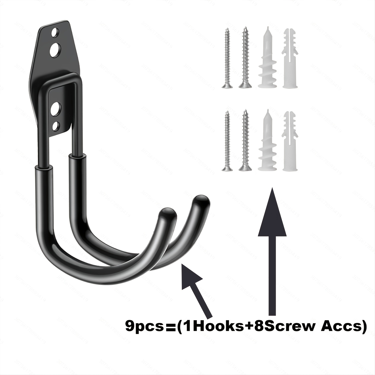 TEMU 9 Heavy Duty Garage Storage Utility Hooks, Steel Wall Mount With 1 Hook 8 Screws Additions, Electric Car Charger Holder Wall Mount, , Wall