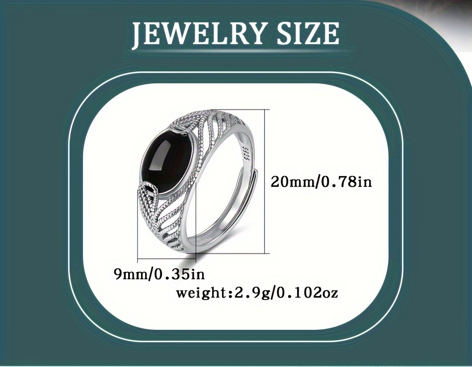 popular   unique statement elegant 925 sterling silvery mouth ring with black agate   jade     or vacations details 1