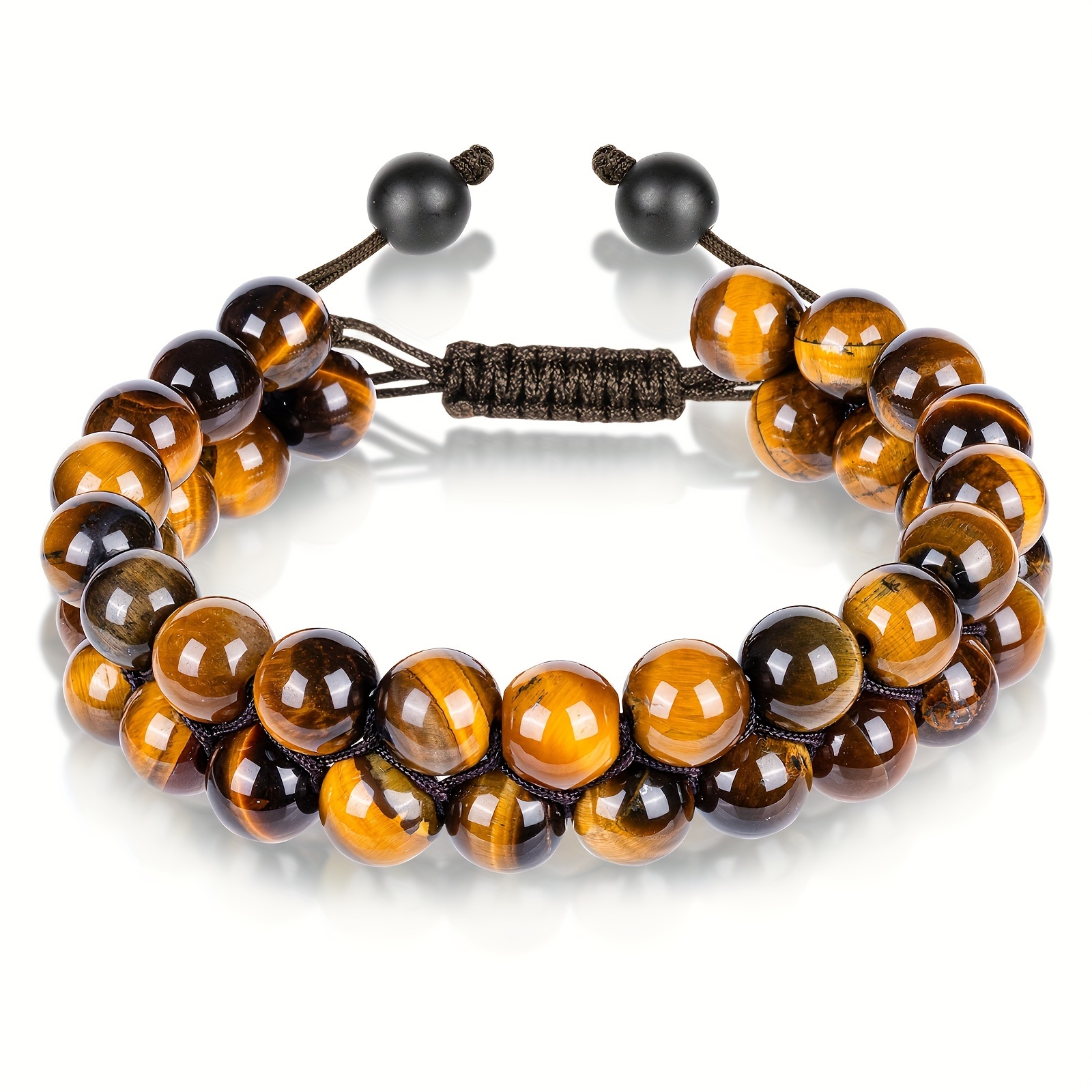 

1pc Double Layer Tiger Eye Natural Stone Beaded Bracelet