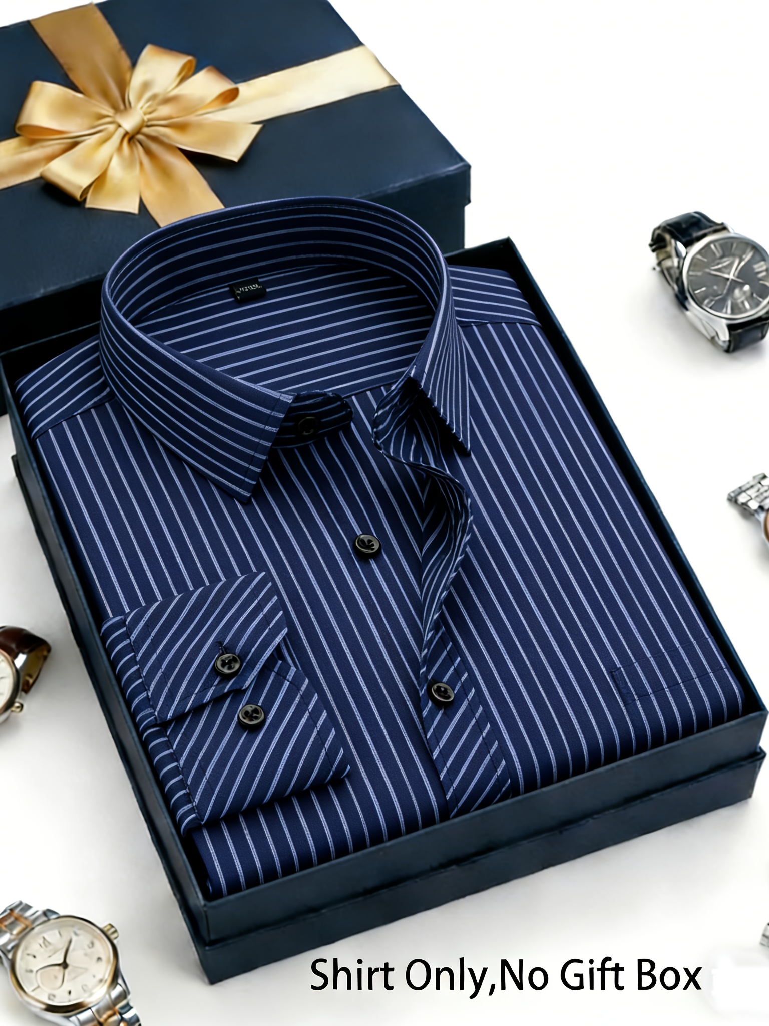 mens striped long sleeve shirt for spring and autumn wrinkle   shirt high end casual dress shirt with pockets