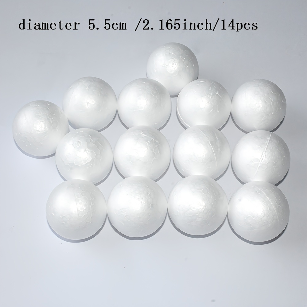 TEMU Lot de 14 boules en mousse de polystyrène, 5,5 cm / 2,16 pouces, boules artisanales en mousse de polystyrène, pour les artistiques, les manuels