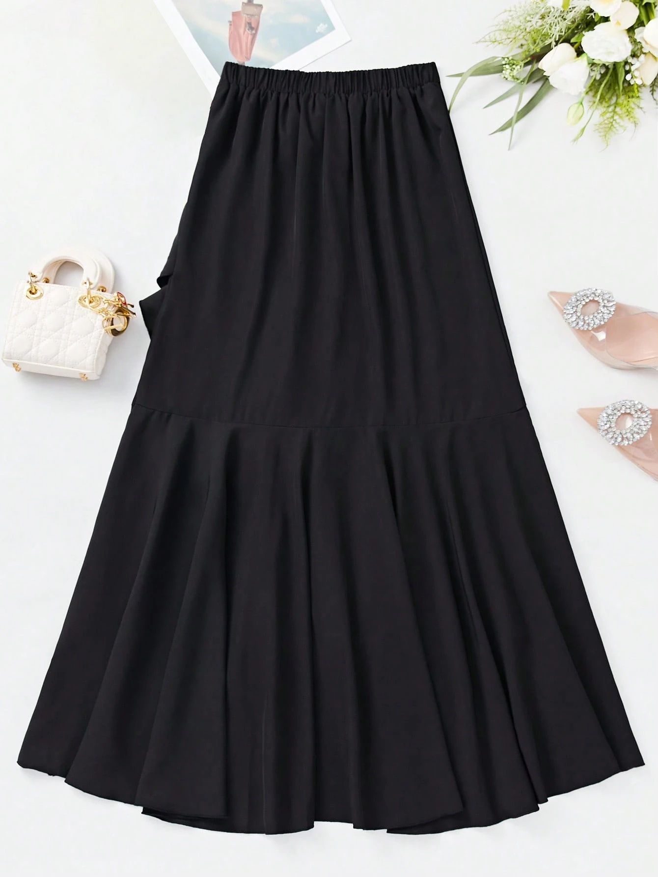 elegante gonne a volant a vita cintura stile Temu Italy