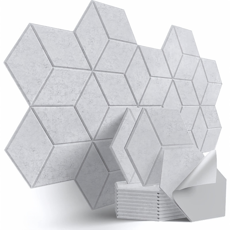12 Pack Self-adhesive Acoustic Panels 12" X 10" X 0.4" - Sound Proof Foam Panels With High Density, Fashionable Y-lined Design, Noise And Eliminate (black/dark Gray/white)