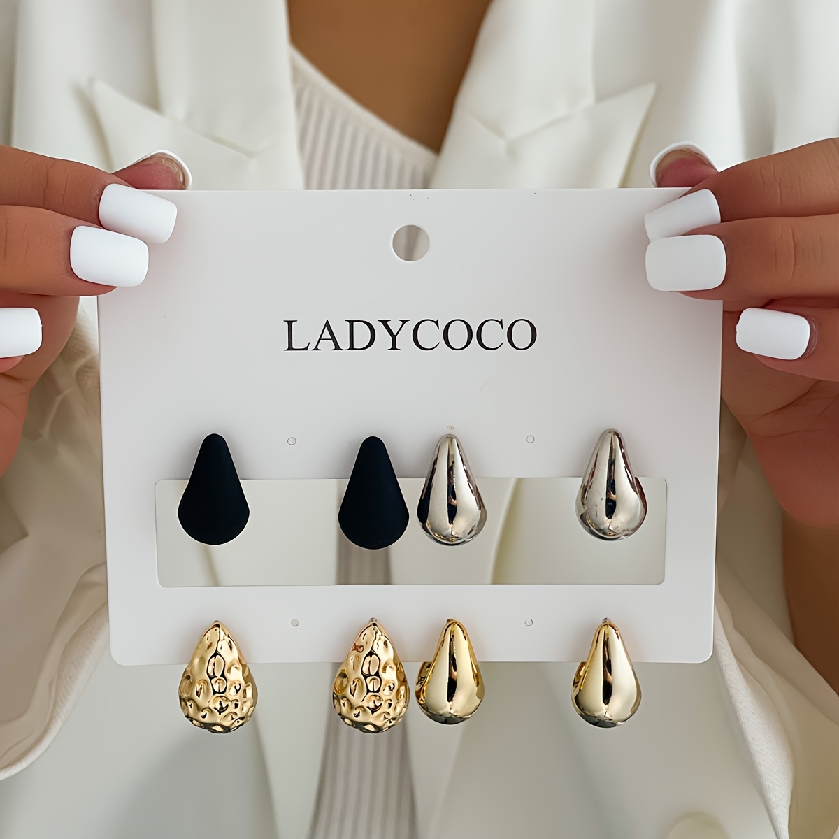 Stylish Geometric Teardrop Earrings Set for Women with SS Posts