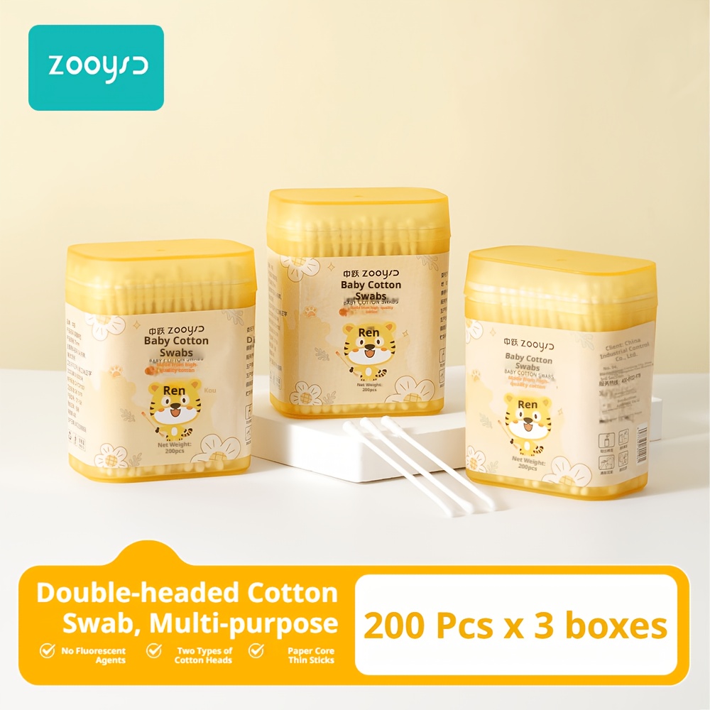 ZOOYSD Large And Small   Fine Shaft Swabs for Ear Picking, Special for Digging Ears, Absorbent Balls, Disposable Spiral Double-Headed Swabs for Babies, Essential for Families,     on Trips