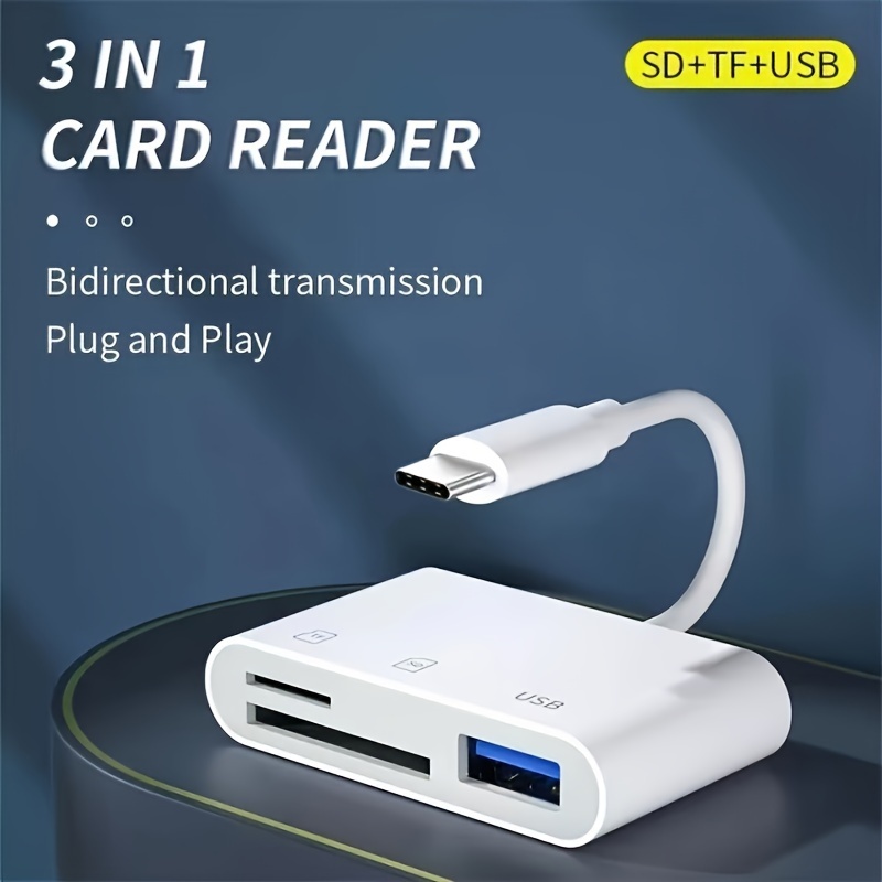 

Usb C Multifunctional Sd/tf Card Reader 3 In 1 Usb 3.0 Otg Camera Connection Adapter, Multi-functional Camera Kit Adapter, Storage Card Reader