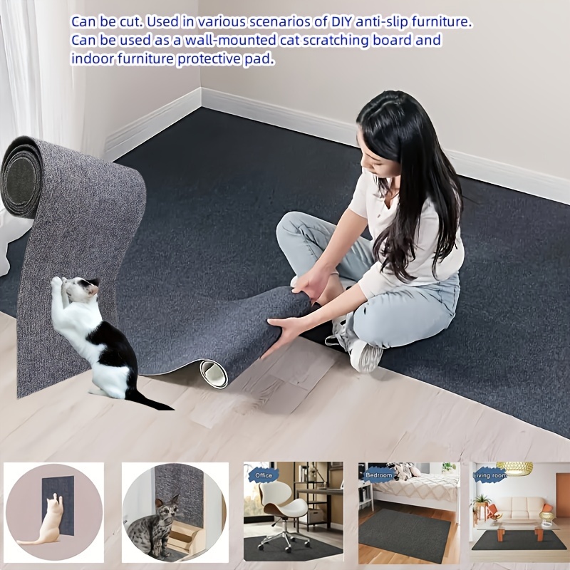 

Customizable 15"x78" Diy Carpet Roll - Non-slip, Reusable & Easy To Cut For Stairs And Hallways, Self-adhesive Cotton Blend Mat Furniture Sliders For Carpet