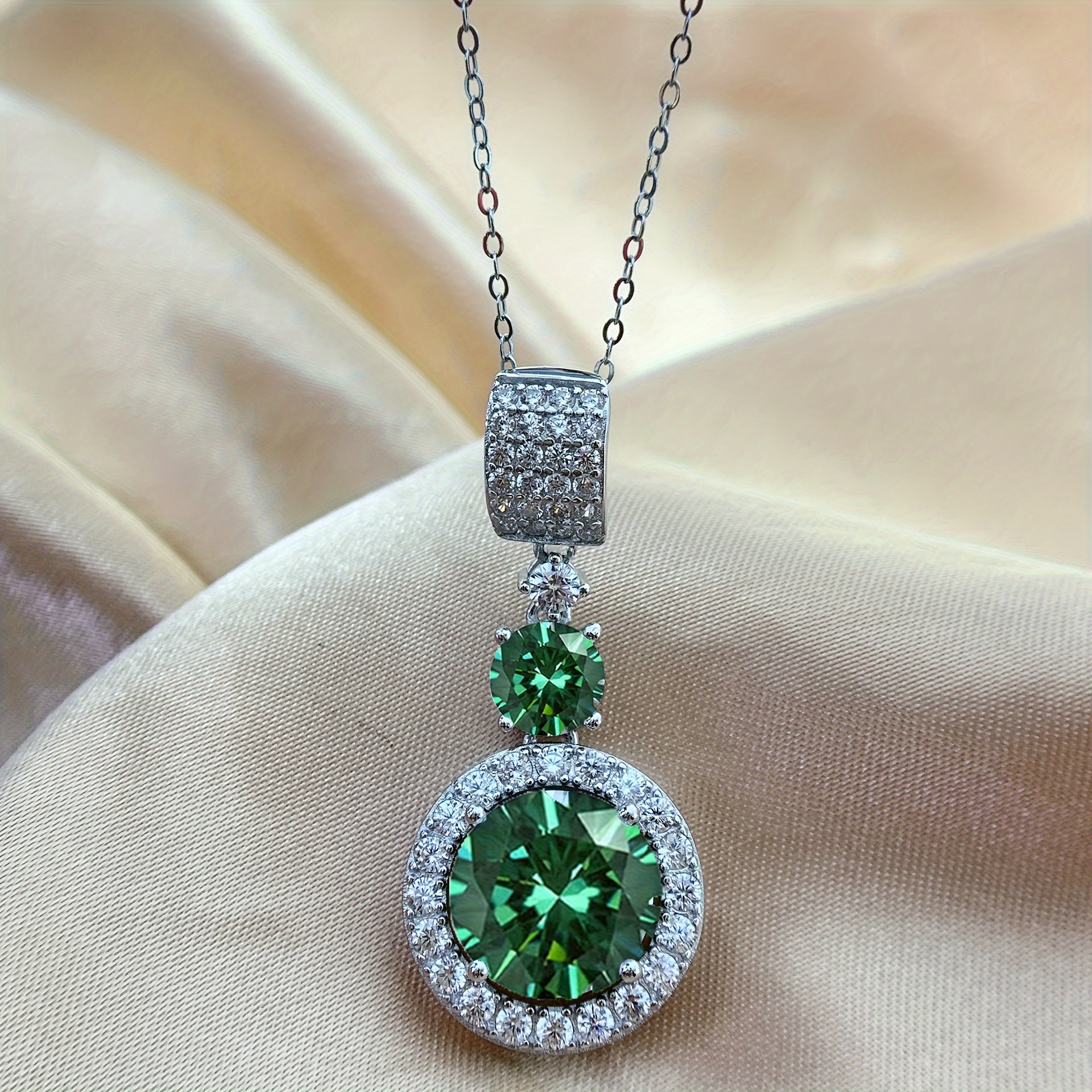 1pc lovessom 925 sterling silvery 6 carat moissanite pendant necklace elegant   green   versatile for   special occasions gift box included details 1