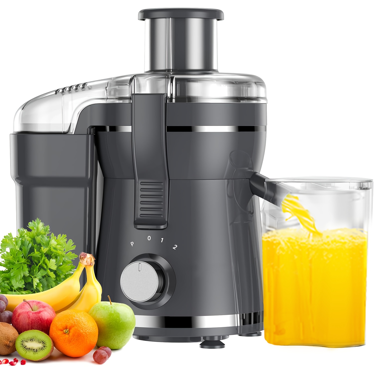 TEMU 500w Powerful Centrifugal Juicer Machine - Wide Mouth Feed Chute For And Vegetable Extraction, , Stainless Steel, Father's Day Gift, Space-saving Design, And Juice Recipes
