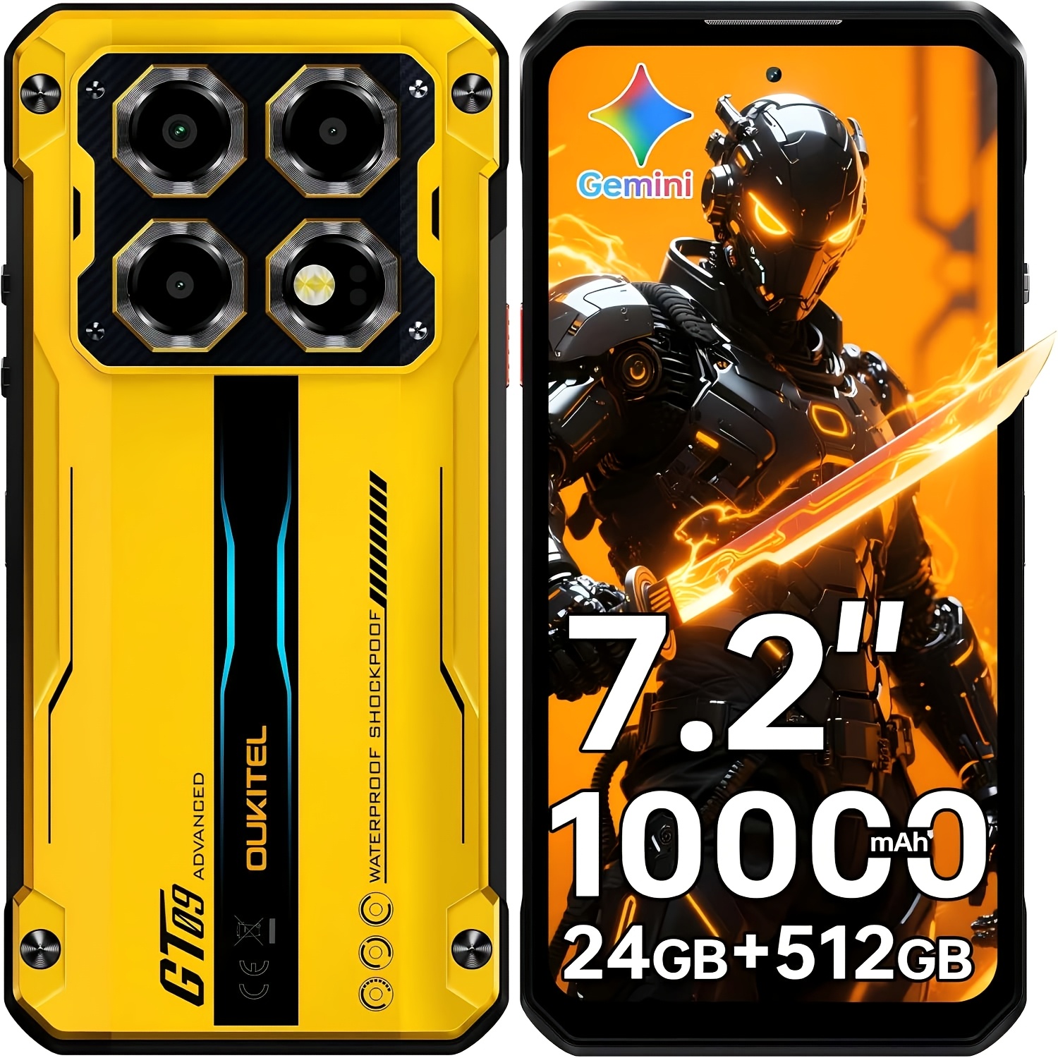Image of Wp60 16 Rugged Phone Unlocked, 7.2"display, 24gb+512gb, 10000mah/33w64mp+16mp Camera Rugged Smartphone, 4g Cell Phone, /ip69k Phones, Helio //nfc/gps/otg