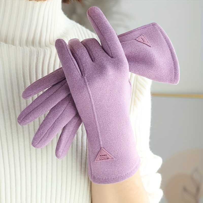 TEMU Gants pour femmes 2025 Automne et Hiver Chaud Équitation Anti-froid Écran tactile Style coréen Étiquette triangulaire pour femmes