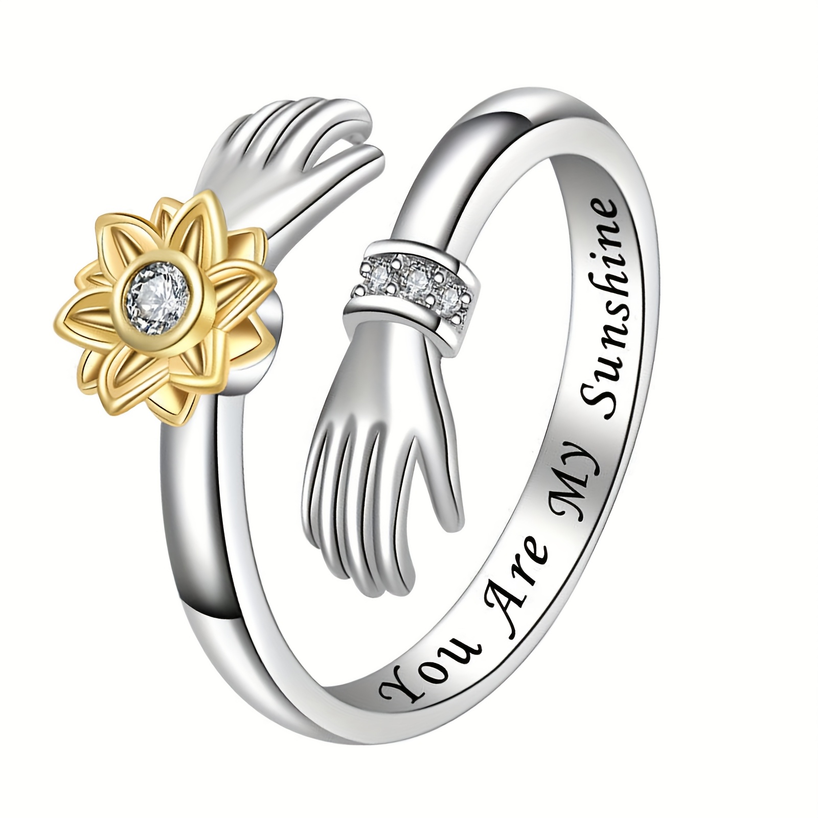 Adjustable Thumb Ring For With A Rotating Sunflower Design