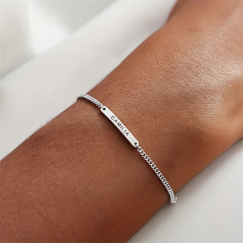 E-shop Personalisiertes graviertes Armband mit individuellem Namen oder – Minimalistisches, personalisiertes Schmuckgeschenk für Frauen, Männer, Paare,