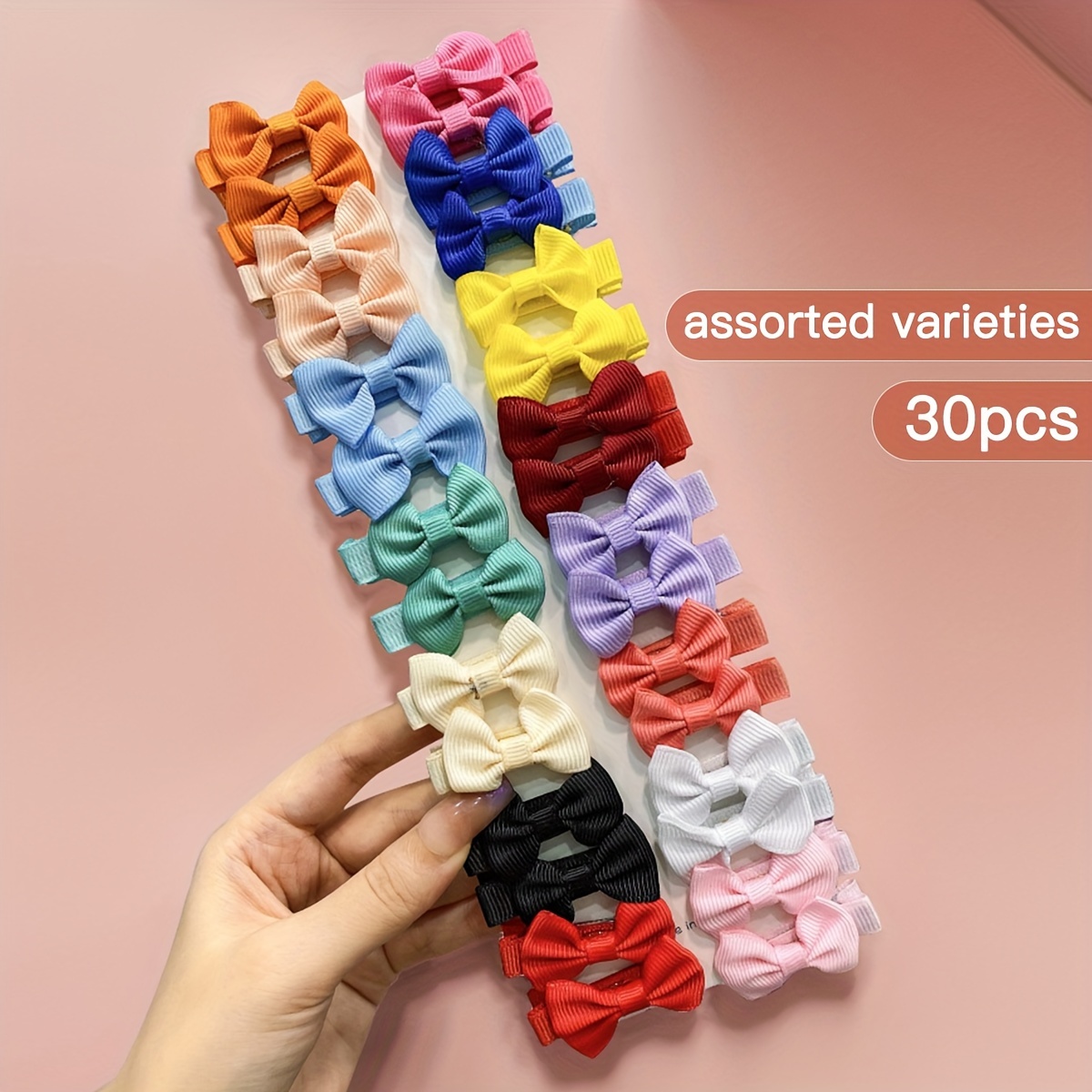 Image of 30 Assorted Colorful Bow Hairpins In Random Colors, Sweet- Hair Clips And Hair Additions, Suitable For Daily Use, And Affordable Headwear