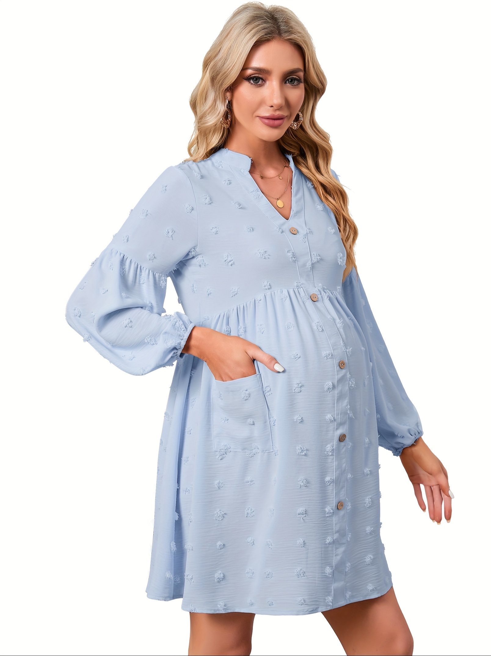 navy blue dress for baby girl WAJCSHFS Maternity Dresses For Women Daily Wear Baby Shower, Maternity  Bodycon Dress, Ruched Side Dress (Blue,XL) main image 1