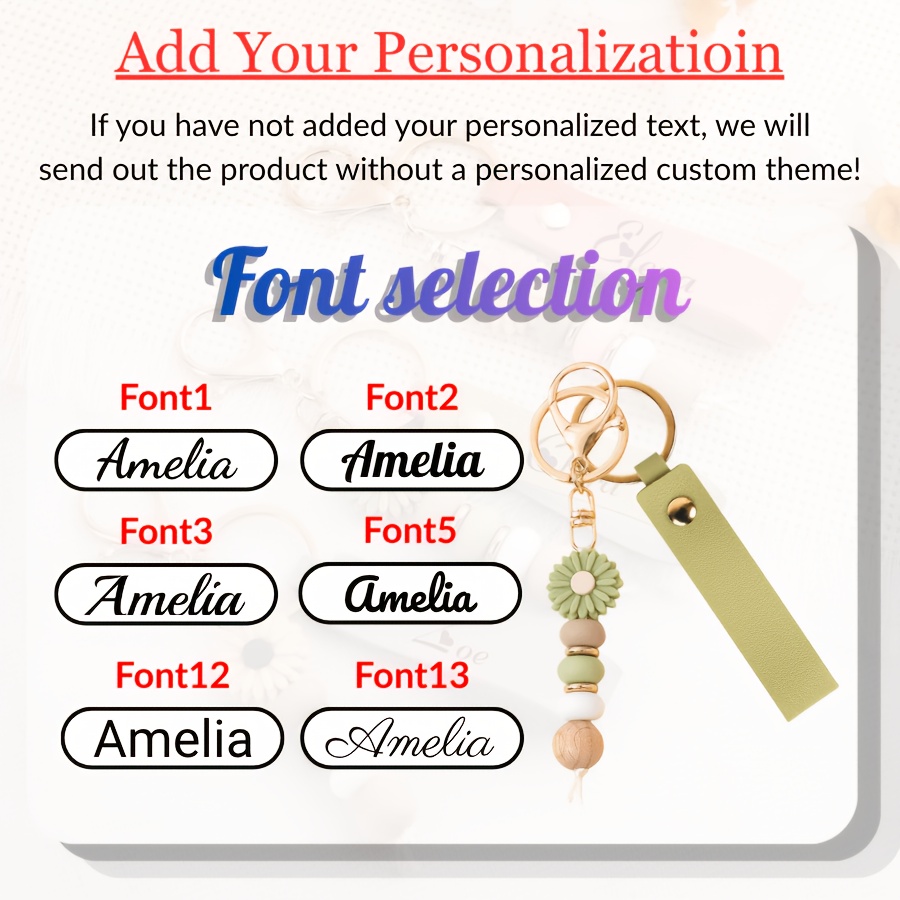 TEMU Custom Daisy Bead Keychain, Personalized Name Keychain, Cute Custom Bag Charm, Back-to-school Or Friendship Gift, Gift For Women