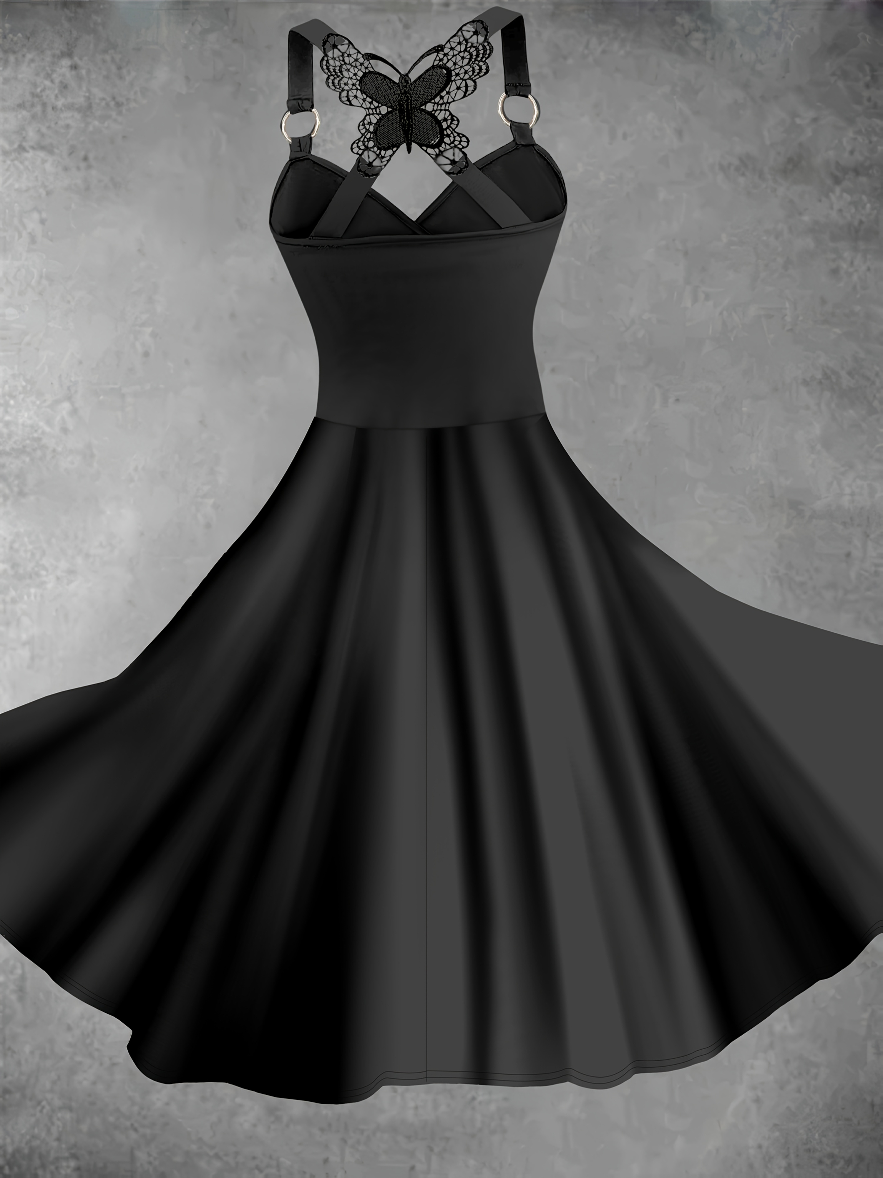 gothic fashion womens dress solid color halter cross design
