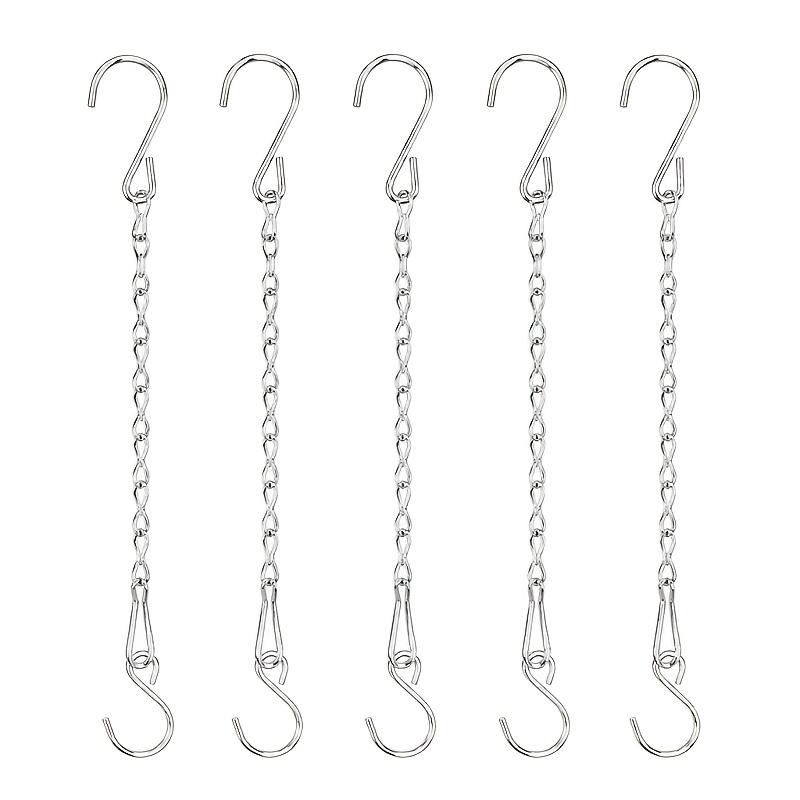 TEMU 5pcs Adjustable Metal Hanging Chains, 28cm Removable Double Hooks, For Bird Cages, Wind Chimes, Patio & Christmas Decorations