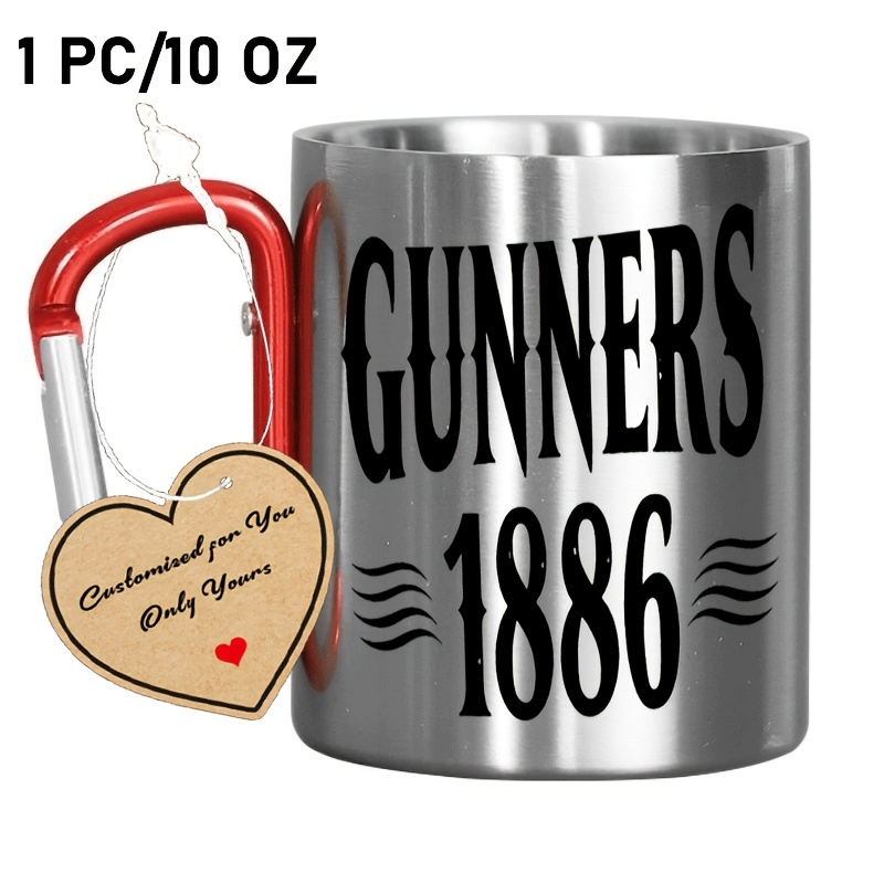 TEMU 1pc Large Capacity Cup For Restaurant And Business Heavy Duty 304 Stainless Steel Mug With Gunners, 1886 Ideal For Home, Office, Travel, Gift
