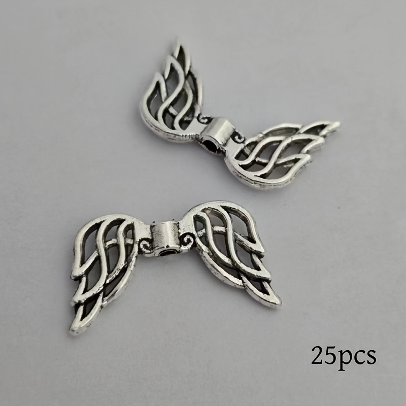 Image of 25pcs Jewelry Additions Bohemian Style Hollow Feather Wings Pierced Beads Spacer Beads Bead Pendant Women's Fashion Pendant Retro Handmade Jewelry Earring Bracelet Necklace Additions