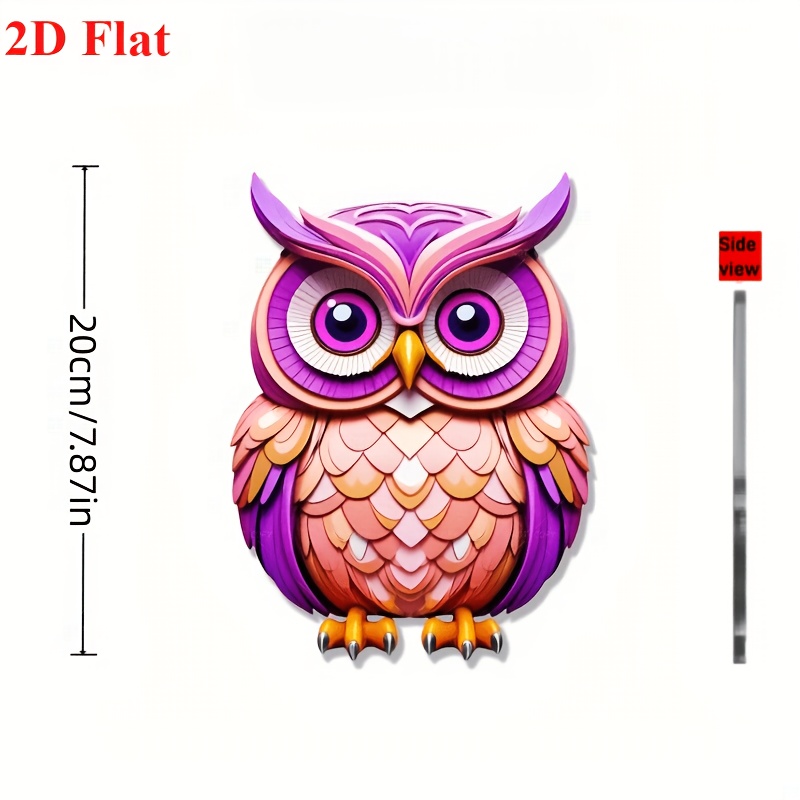 TEMU 2d Flat - 【2d Flat】 2d Flat - [2d Flat] 2d Flat Printing 1pc, Bohemian Style Colorful Acrylic Owl Wall Art Decor - Matching - Suitable For