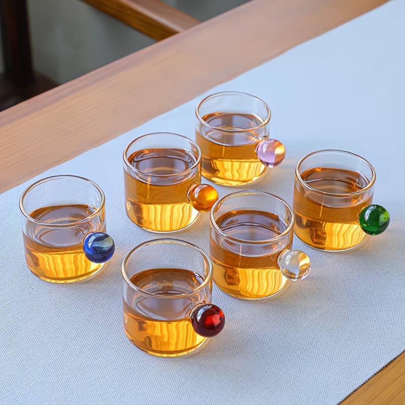 TEMU ハンドル付きガラスッソカップ6個セット、ホットまたはコールドのラテや紅茶に最適、ッソ愛好家へのギフト、マイクロ波対応