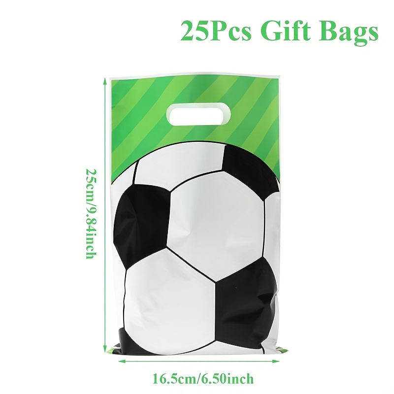 TEMU 25pcs, Football Theme Gift Bags, Soccer Pattern Packaging Bags, Happy Birthday Party Decoration, Baby Shower Party Supplies, Sports Anniversary