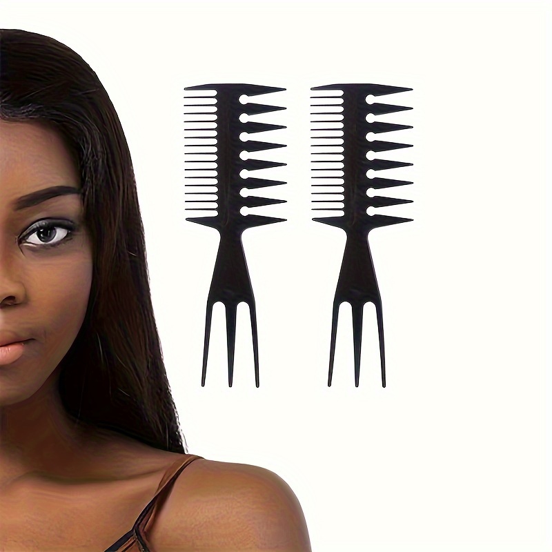 

1pc Black Anti-static Double-sided Teeth Tail-handle Styling Comb Plastic Hairdressing Tool For Smoothing And Detangling Hair