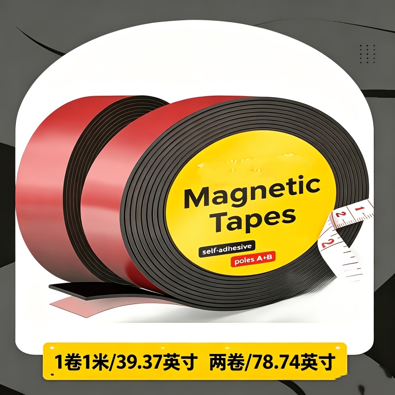 TEMU 2-roll Magnetic Strip Net, Strong Magnetic Tape Roll, 78.74in, Suitable For, Whiteboards, And Refrigerator Organization