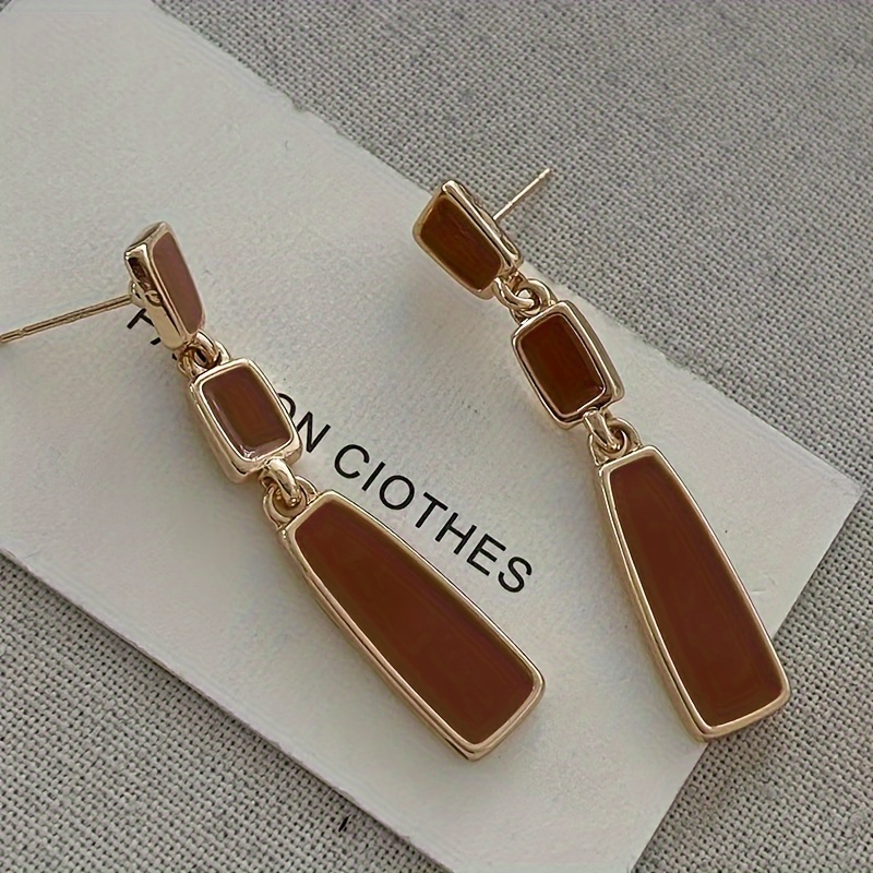 

Vintage-inspired Melard Brown Dangle Earrings, S925 Silver Needle, High-end Enamel Drop Design, Elegant & Versatile Daily Wear Jewelry For Women