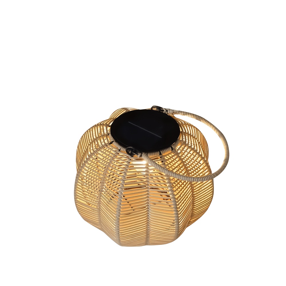 Outdoor Hand-Woven Solar Lantern with Handle, Hanging & Standable Solar Garden Decor Light, Perfect for Courtyard, Patio, Porch, Lawn, Pathway, Wedding and Home Decoration