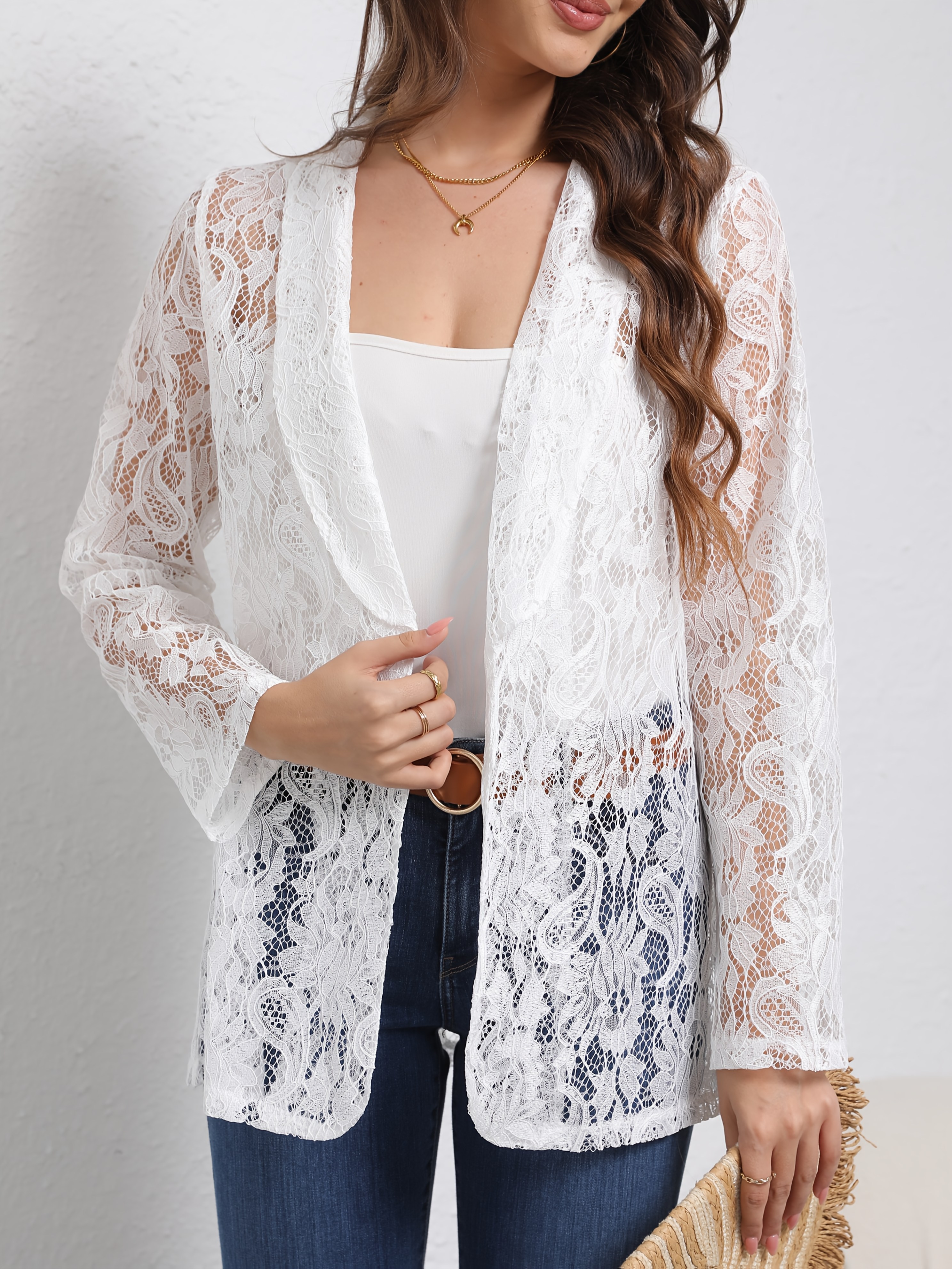 élégant en dentelle blanche femme cardigan Temu Switzerland