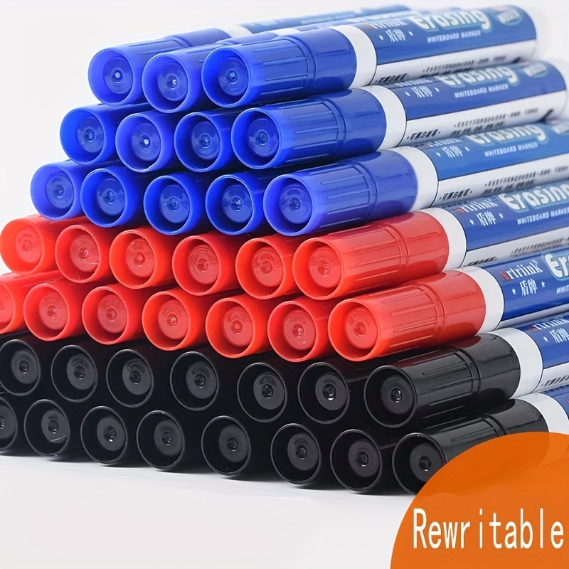 

30pcs Extra Large Erasable Whiteboard Markers - Ideal For Glass, Ceramic & Wood Surfaces - Washable, Tip - Use By Obos