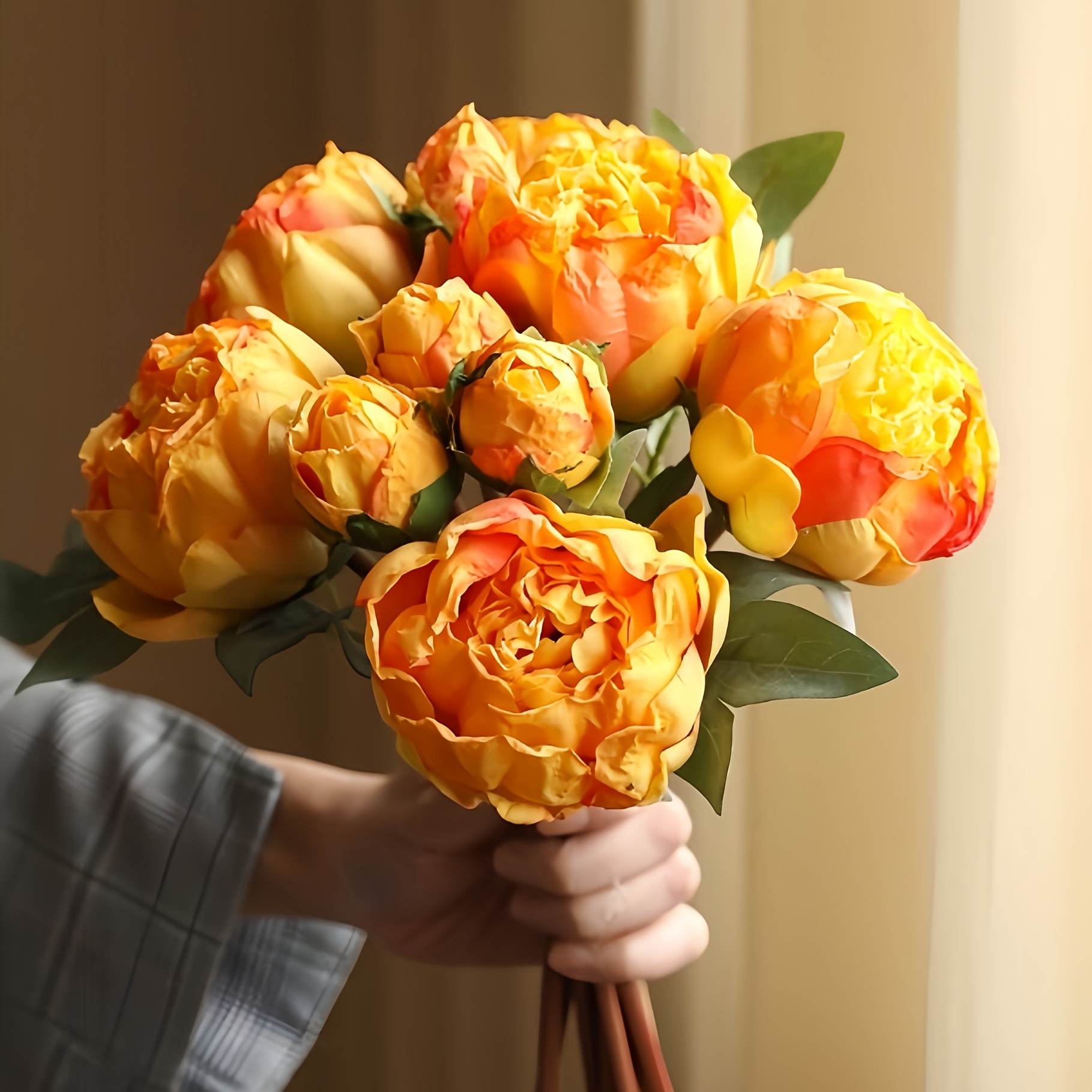 TEMU 10pcs Set, 6 Large And 4 Small Artificial Flowers, European-style Edge Peonies, Autumn Decor, Room Bedroom Garden Decoration, Engagement And