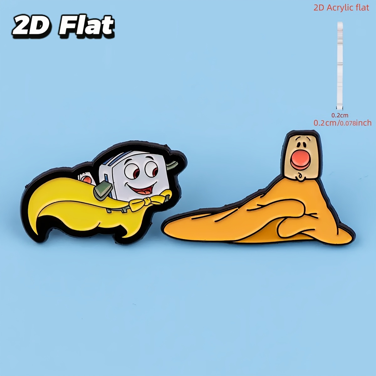TEMU 2d Flat, 2pcs 2pcs Bread & Toast/mushroom Brooch Badge Set - Cute Anime Suitable For Sensitive Suitable For Shirts, Backpacks, Jackets -