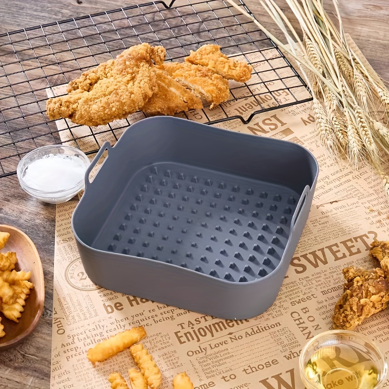 square silicone air fryer basket food grade non stick oven Temu Oman